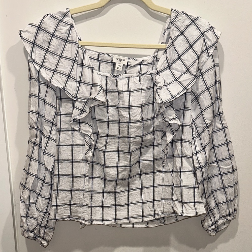J. Crew Royal Navy and White Plaid Women's Blouse
